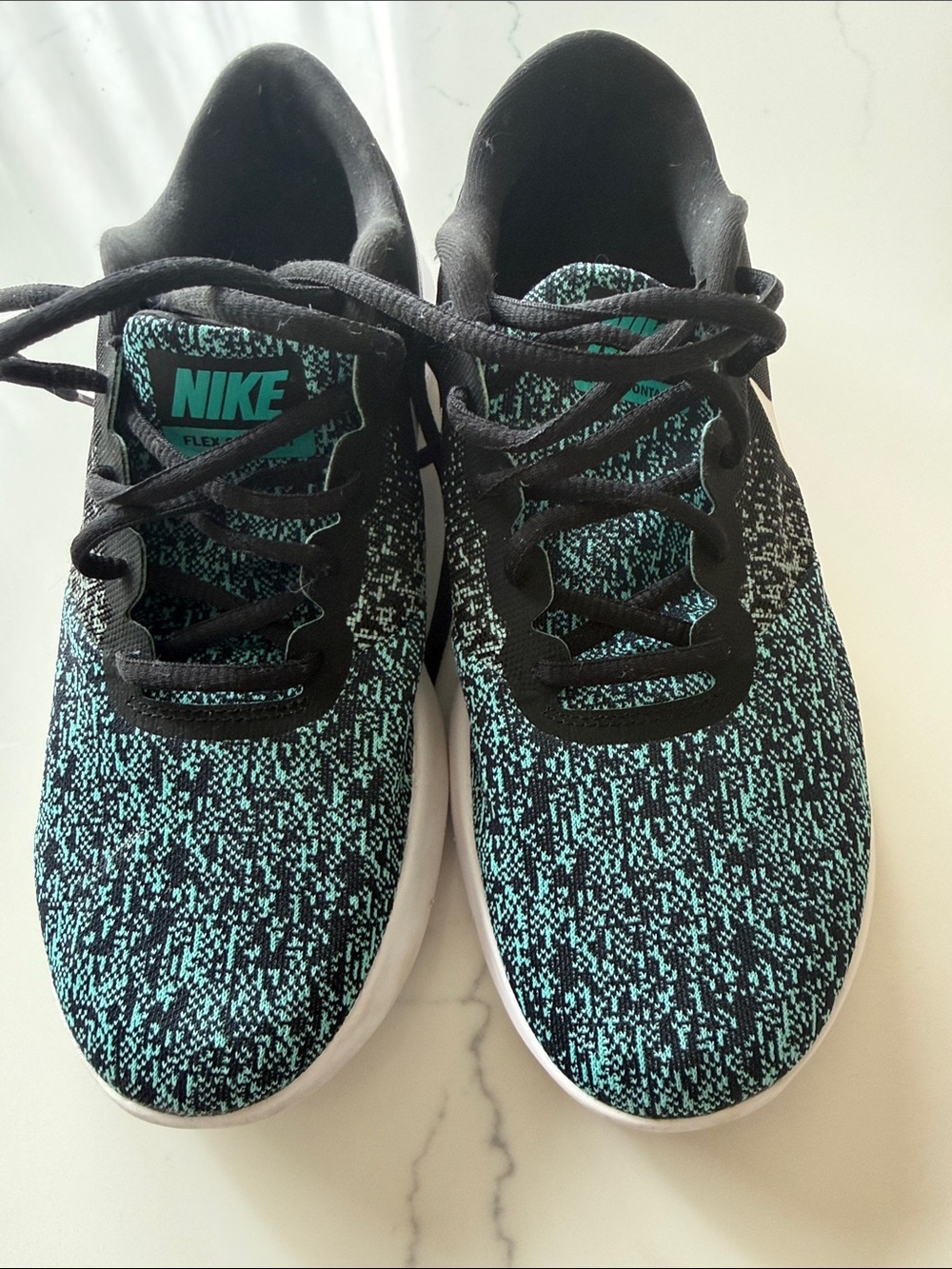 Nike Kids Black and Teal Knit Sneakers